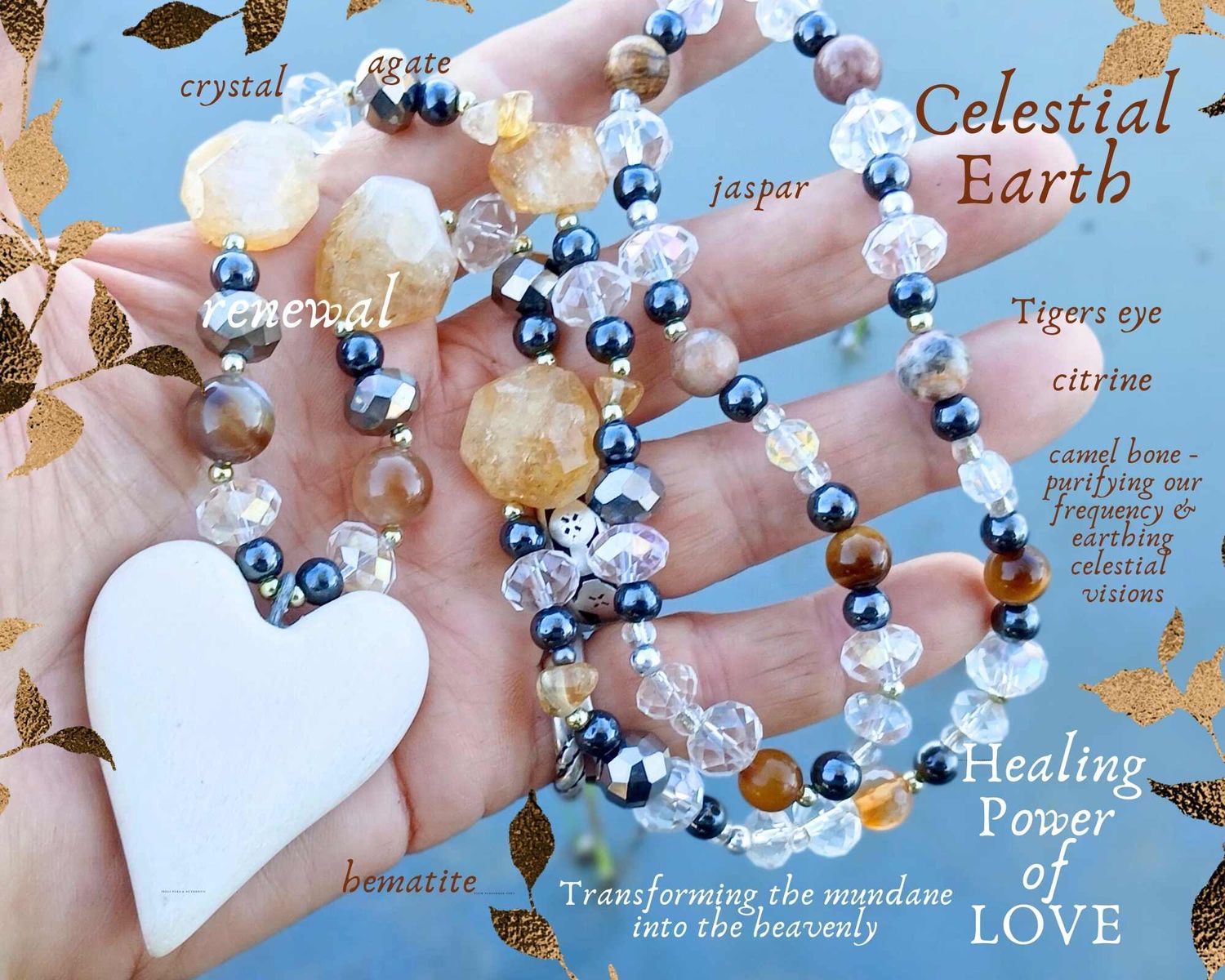 Celestial Earth- sacred visions- clearing our frequency- strong roots to manifest sacred visions LOVE talisman hand carved CAMEL bone heart- follow your heart- LOVE will guide you
