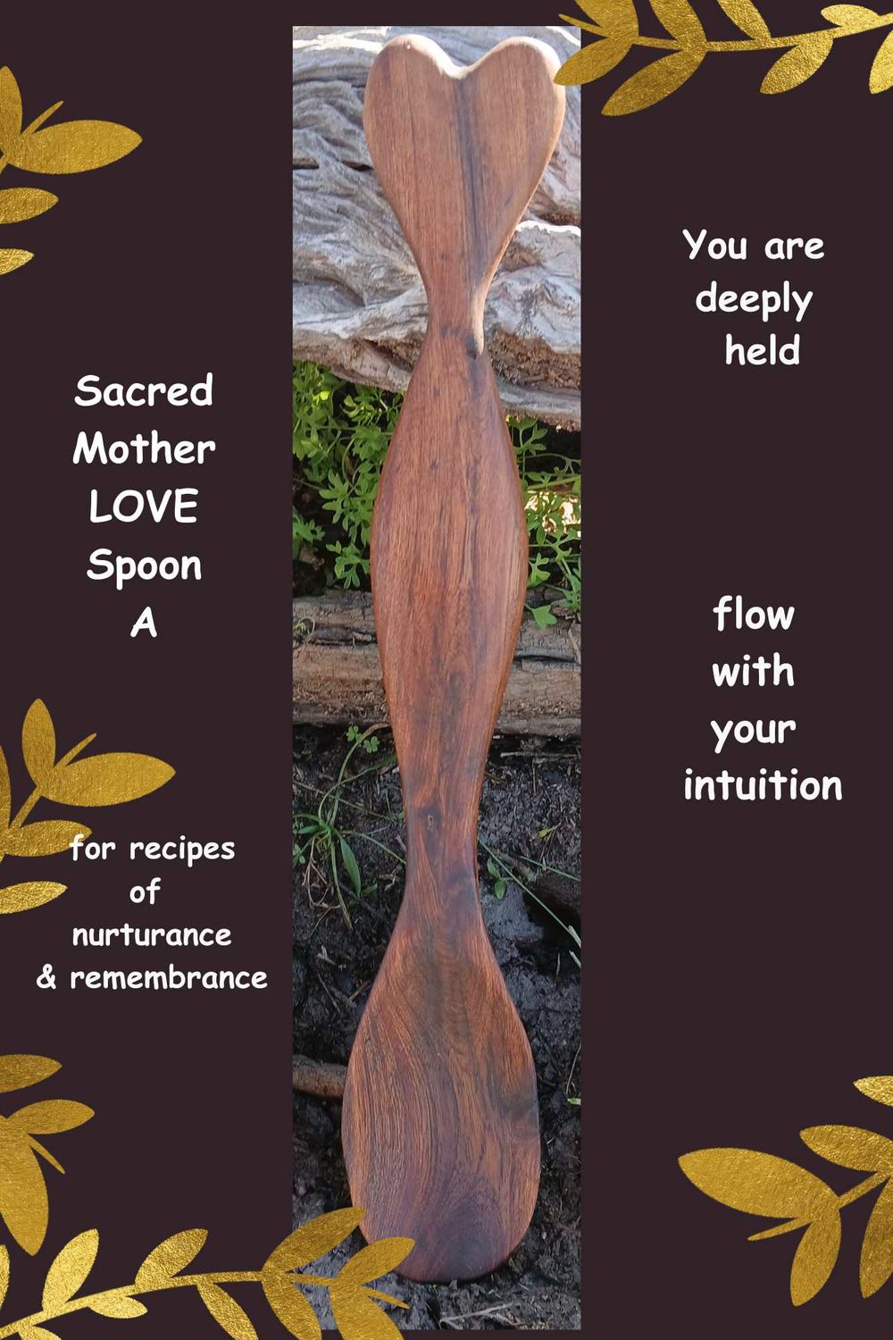 SACRED Mother LOVE spoon- for recipes of REMEMBRANCE &amp; tender LOVE-  hand-carved from Mulga