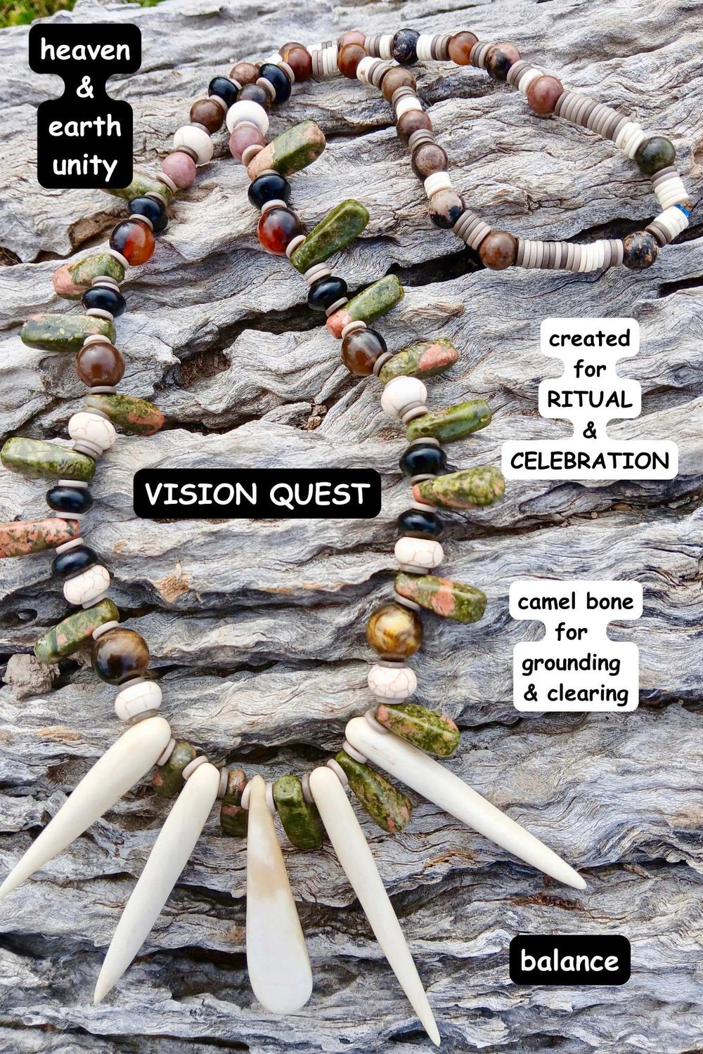 VISION QUEST- calmness- FERTILITY unikte-tigers eye - LOVE talisman hand carved CAMEL bone - follow your heart- LOVE will guide you