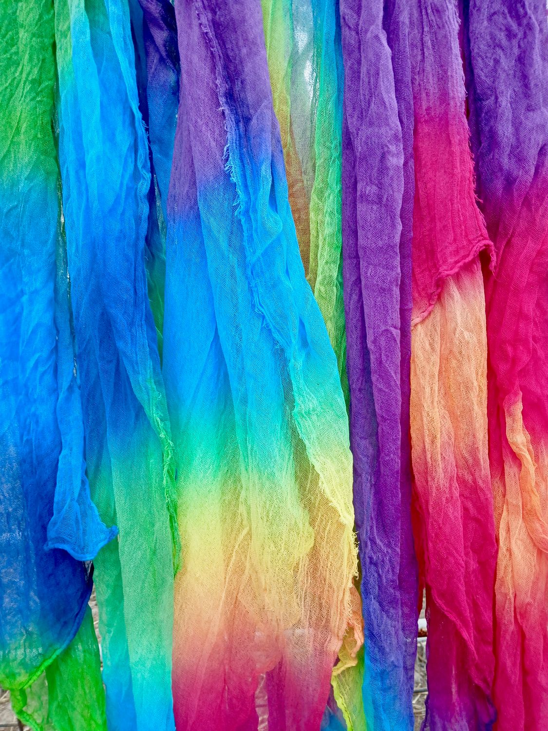 1 x Cotton Muslin Healing power of Colour Scarves BLUES &amp; greens - PREORDER perfect for healing, wearing and decoration