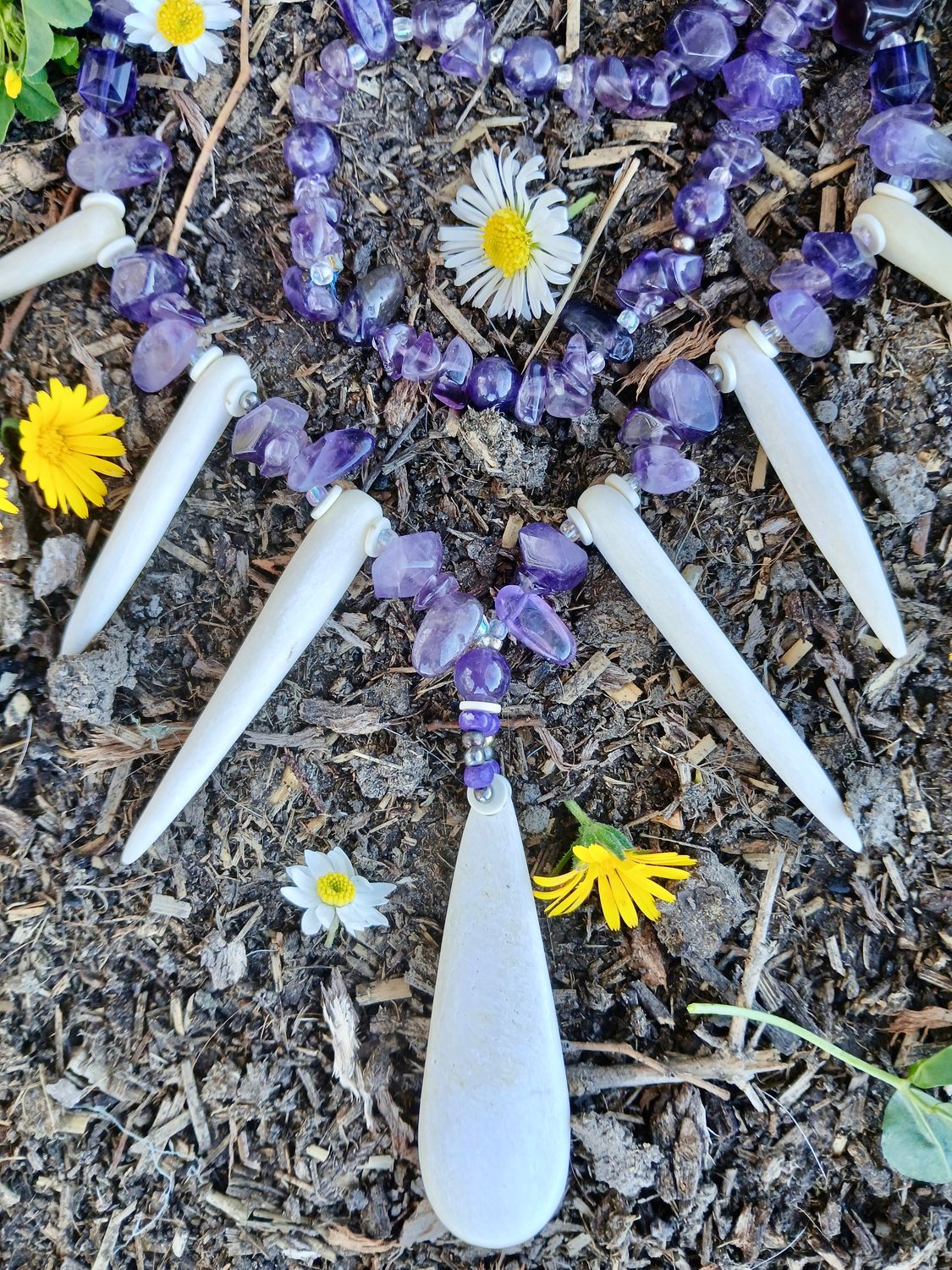 From the Stillness of my Heart- calmness- tranquillity- grounding- visionary-Amethyst - LOVE talisman hand carved CAMEL bone - follow your heart- LOVE will guide you