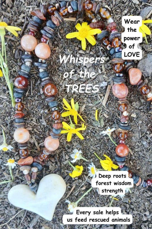 Whispers of the Trees - STRENGTH, deep roots, deep peace, vintage prayer beads, amber, glass and wooden beads talisman, hand-carved CAMEL bone - walking with the strength of the Forest
