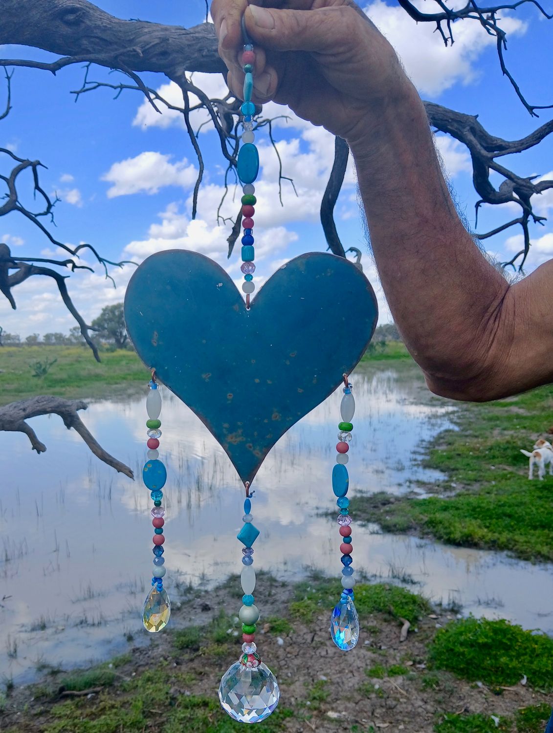 Flower Fairy NEW Trinity sun catcher with recycled metal heart - Clearing out so we can buy animal feed