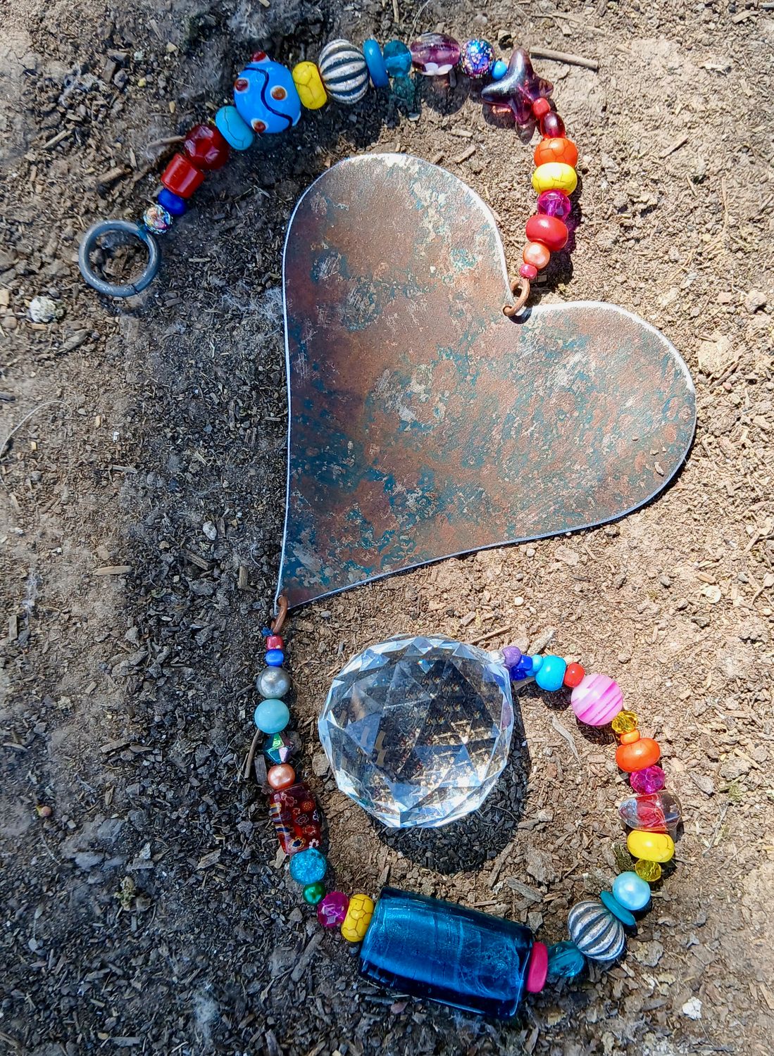 Magical Flower Fairy of LOVE sun catcher with extra recycled metal heart - fill your life with rainbow sparkles