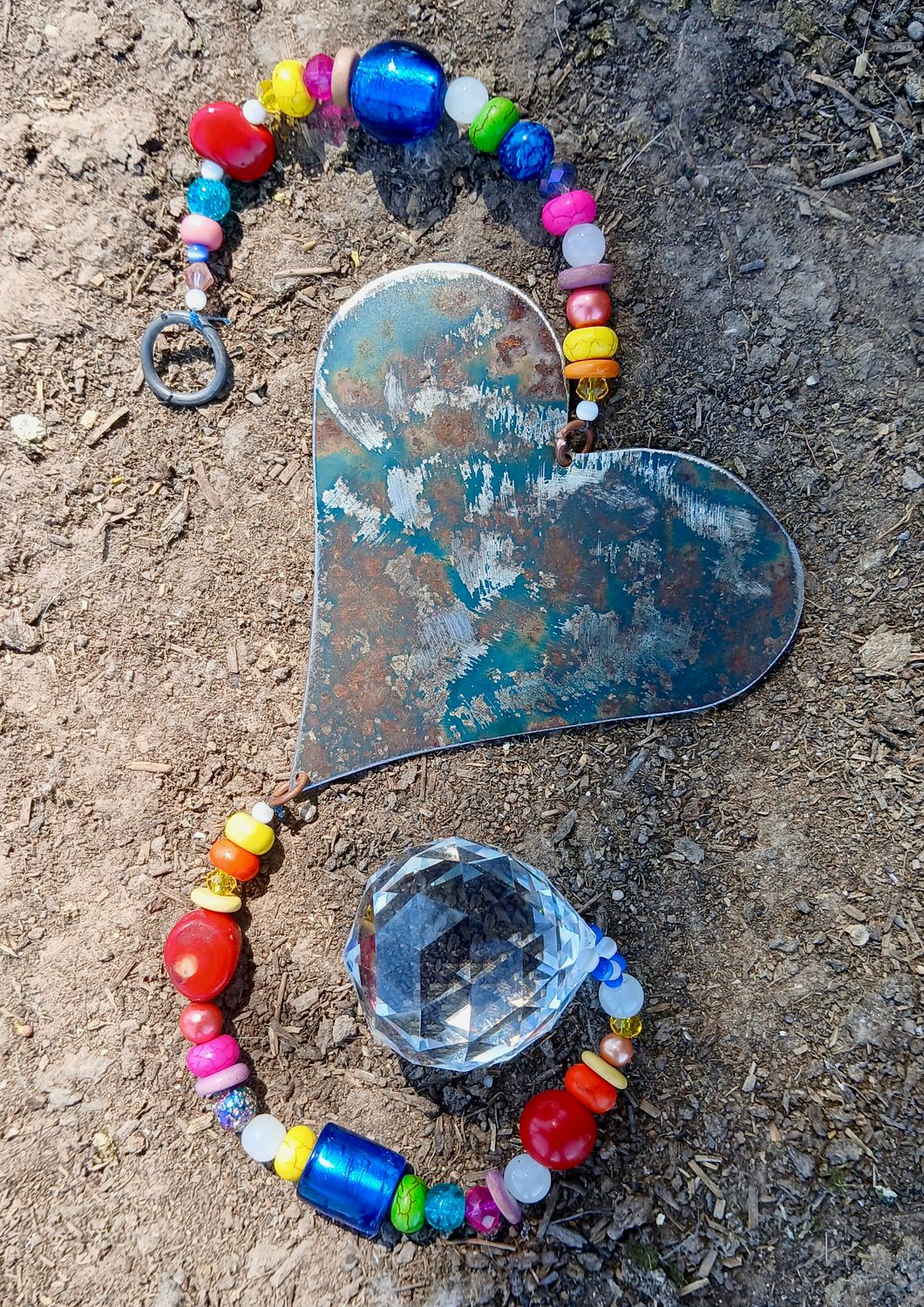 Chakra Queen sun catcher with recycled metal heart - fill your life with rainbow sparkles