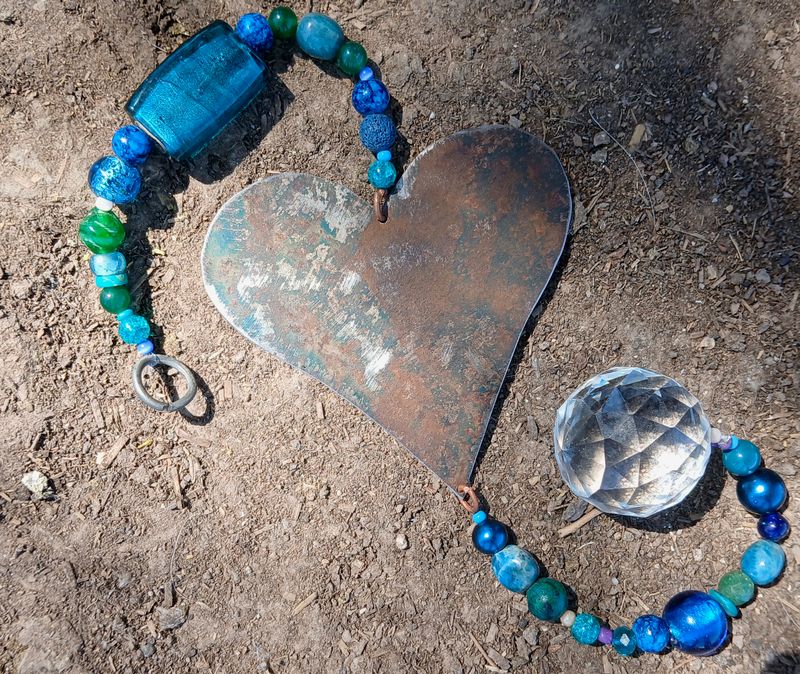 SALE Was $66 Forest of LOVE sun catcher with recycled metal heart - fill your life with rainbow sparkles