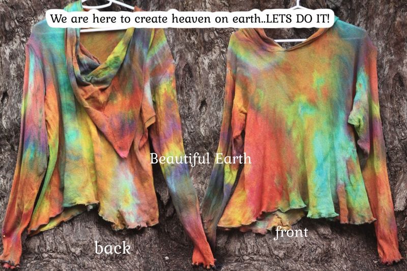 BEAUTIFUL EARTH Rare Kye Crow hand-dyed Cotton knit hoodie. Not worn and donated back to help us feed the Animals Size 12- 14