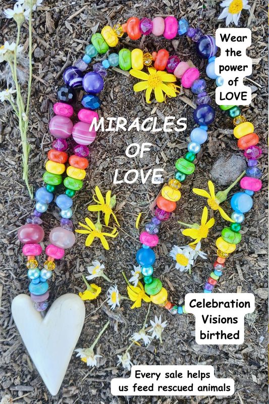 Miracles of LOVE - The birth of Sacred Visions -Celebrations. Rainbow LOVE  talisman hand-carved CAMEL bone - follow your heart- Let Go , LET LOVE