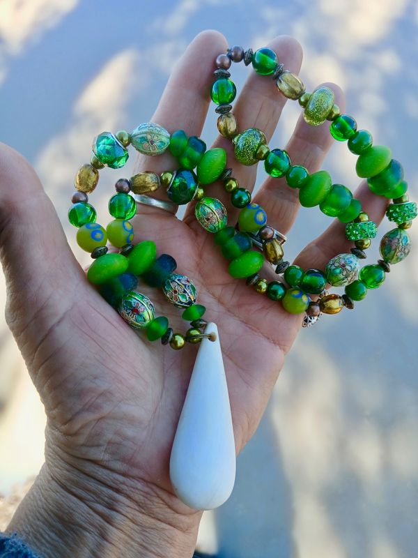 Green Forest DRAGON Camel Amulet- strength, courage, protection- POWER from nature