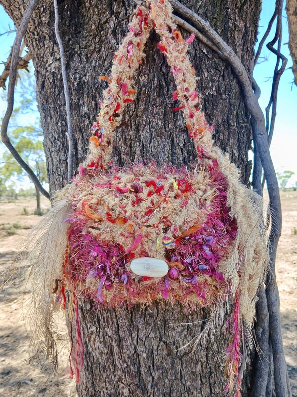 Celestial Love Medicine Bag with Emu feathers and Sacred Pouch for crystals with carved camel bone button