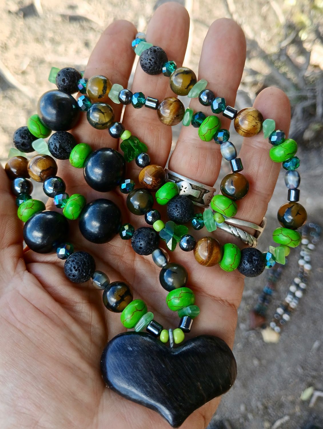 Green Dragon SHUNGITE, dragon's veins, lava, tiger's eye, hematite, fluorite LOVE talisman hand-carved HORSE HOOF heart - follow your heart- power- strength-amplification- PROTECTION