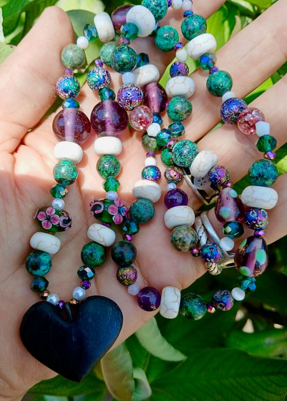 PEACE DOVE, lava, African Turquoise, Unique glass beads, LOVE talisman hand-carved HORSE HOOF heart - follow your heart- power- strength-amplification- PROTECTION- COURAGE