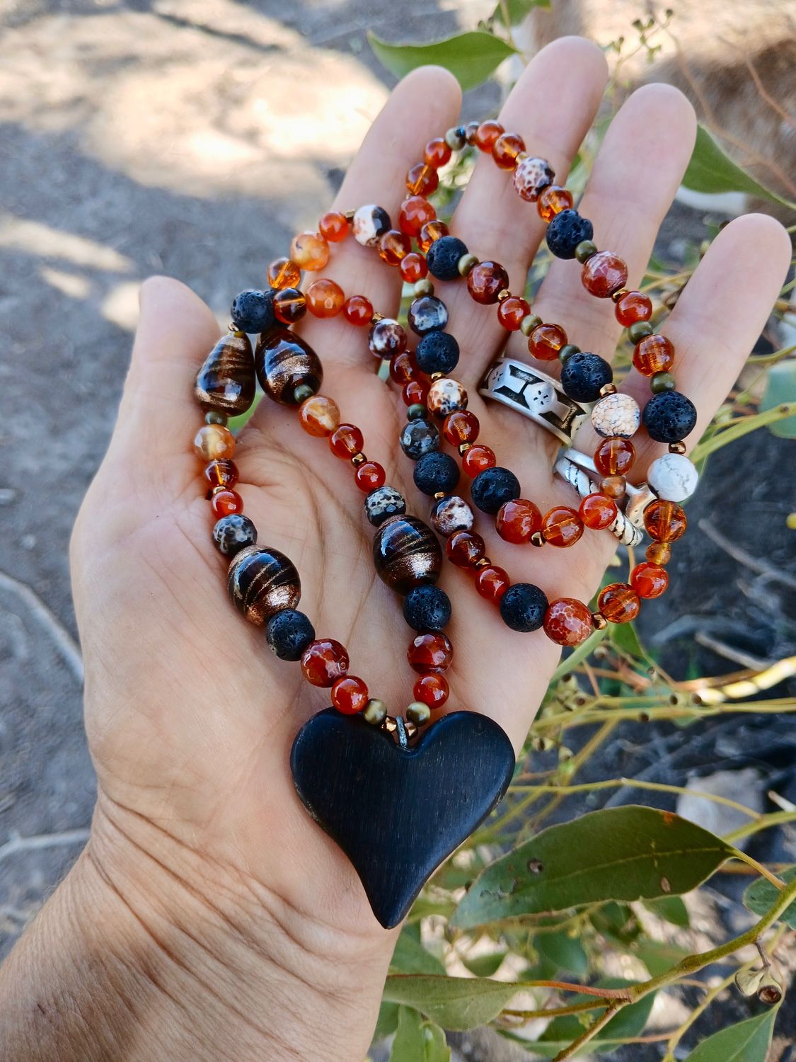 Carnelian Fire Horse, lava, agate, carnelian, Unique glass beads, LOVE talisman hand-carved HORSE HOOF heart - follow your heart- power- strength-amplification- PROTECTION- COURAGE