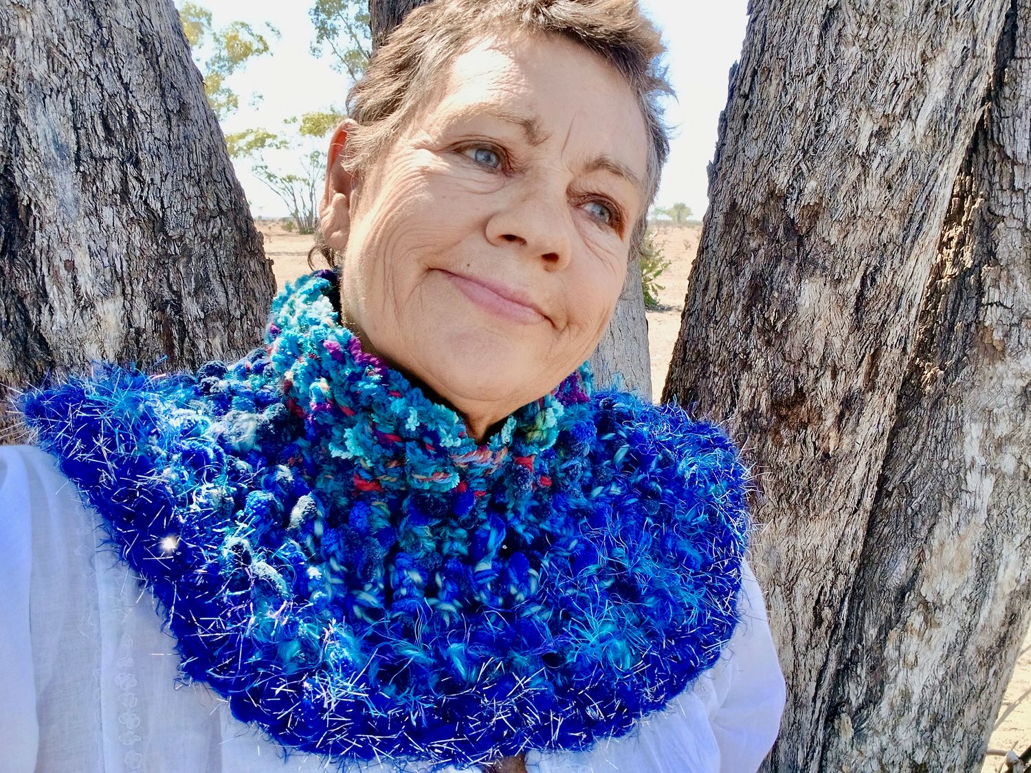 BLUE ANGEL Soft Crochet WARM Shoulder &amp; neck Snug- Like a LOVING hug Glittery Sparkly edge