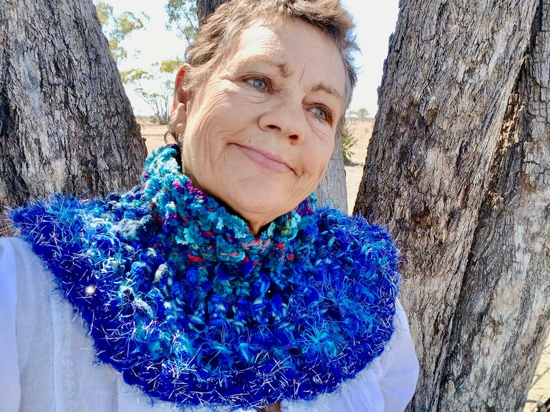 BLUE ANGEL Soft Crochet WARM Shoulder &amp; neck Snug- Like a LOVING hug Glittery Sparkly edge