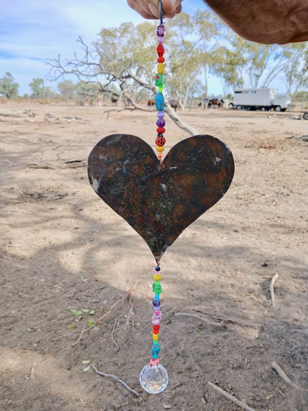 Lady BUG LOVE sun catcher with recycled metal heart - fill your life with rainbow sparkles