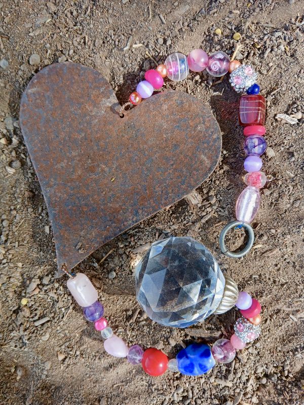 Fairy Queens Crown Healing sun catcher with recycled metal heart - fill your life with rainbow sparkles