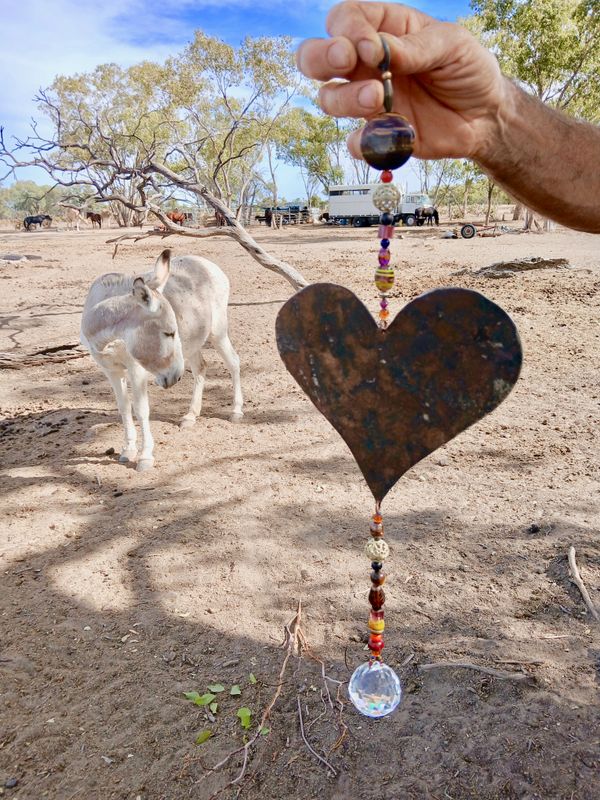 TIGERS EYE LOVE sun catcher with recycled metal heart - fill your life with rainbow sparkles