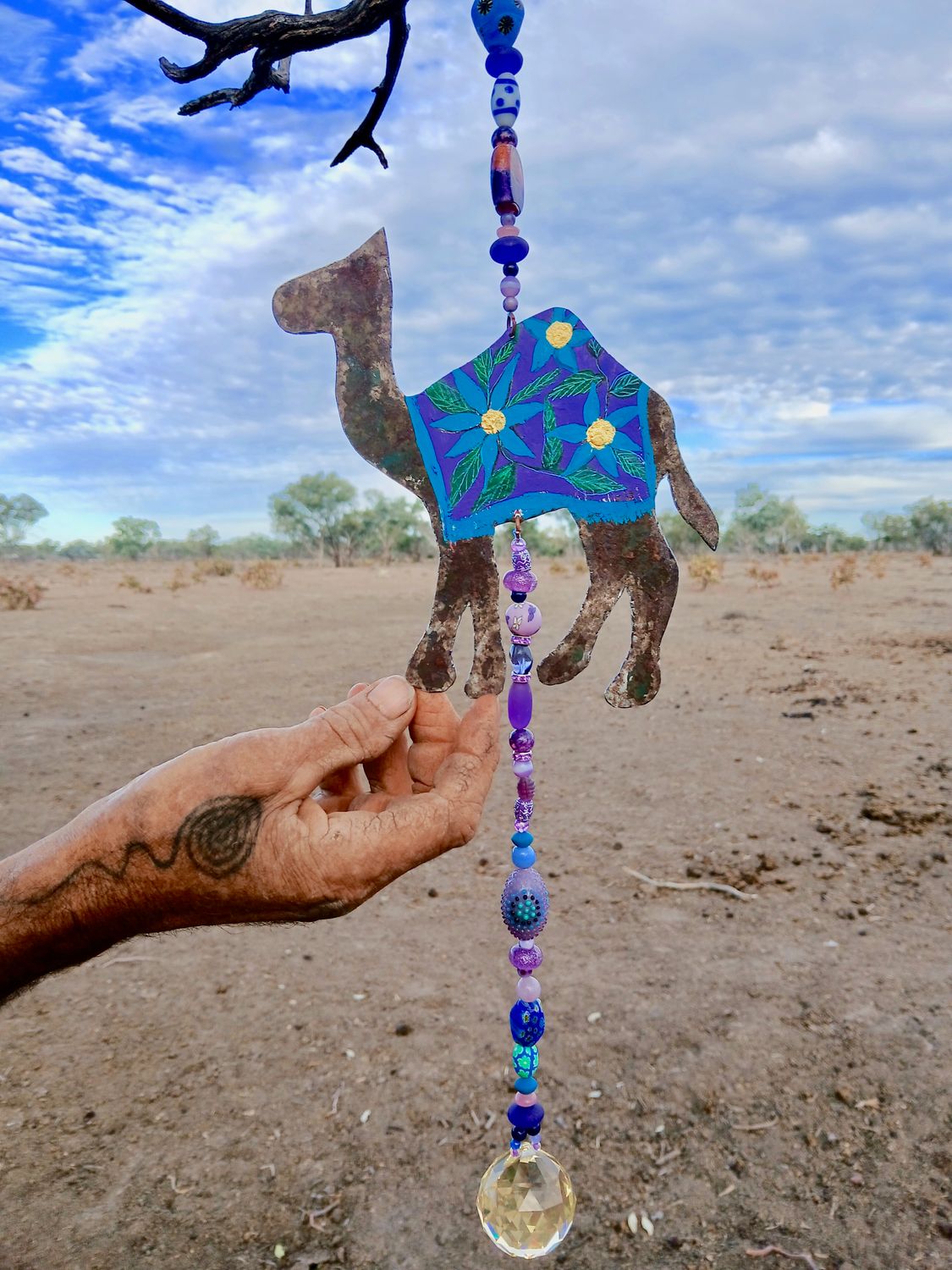 CHERUB- Camel sun catcher with recycled metal heart - fill your life with rainbow sparkles