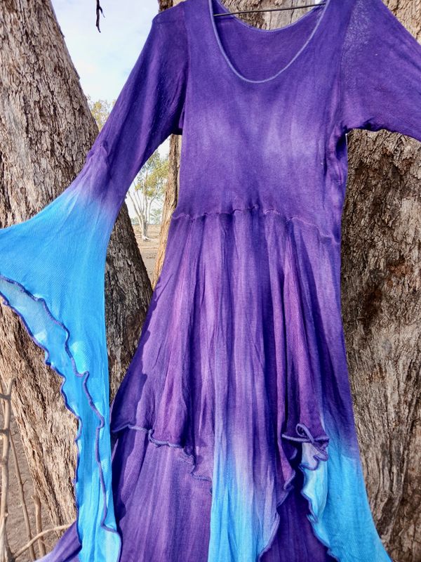 BLUE Angel Rayon Knit Camelot sleeves Wunjo Crow dress