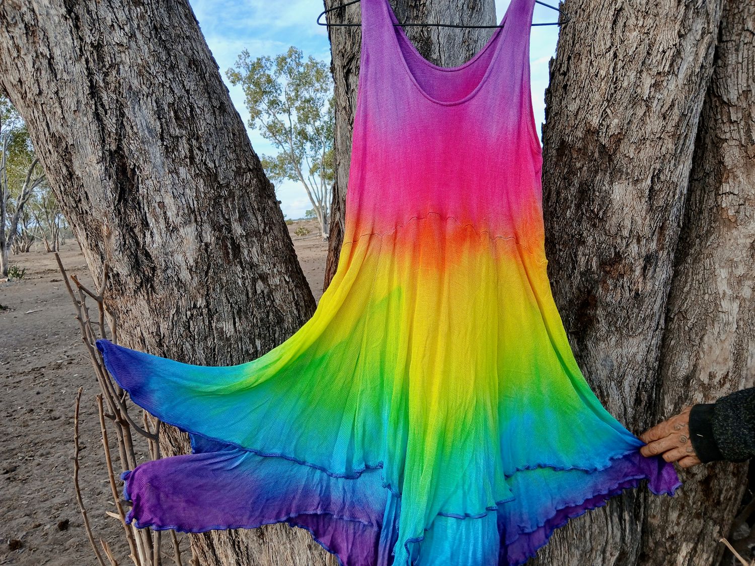 Rainbow  LOVE Wunjo Crow sundress created from rayon knit