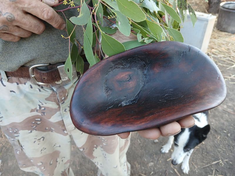 Sacred Birth- harvest gifts rough-barked, carved wooden burl bowl