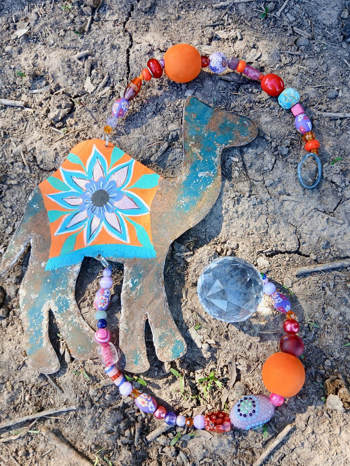 Windy- Camel sun catcher with recycled metal heart - fill your life with rainbow sparkles
