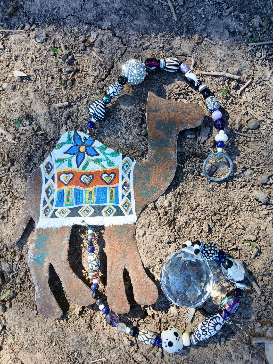 Gobi- Camel sun catcher with recycled metal heart - fill your life with rainbow sparkles