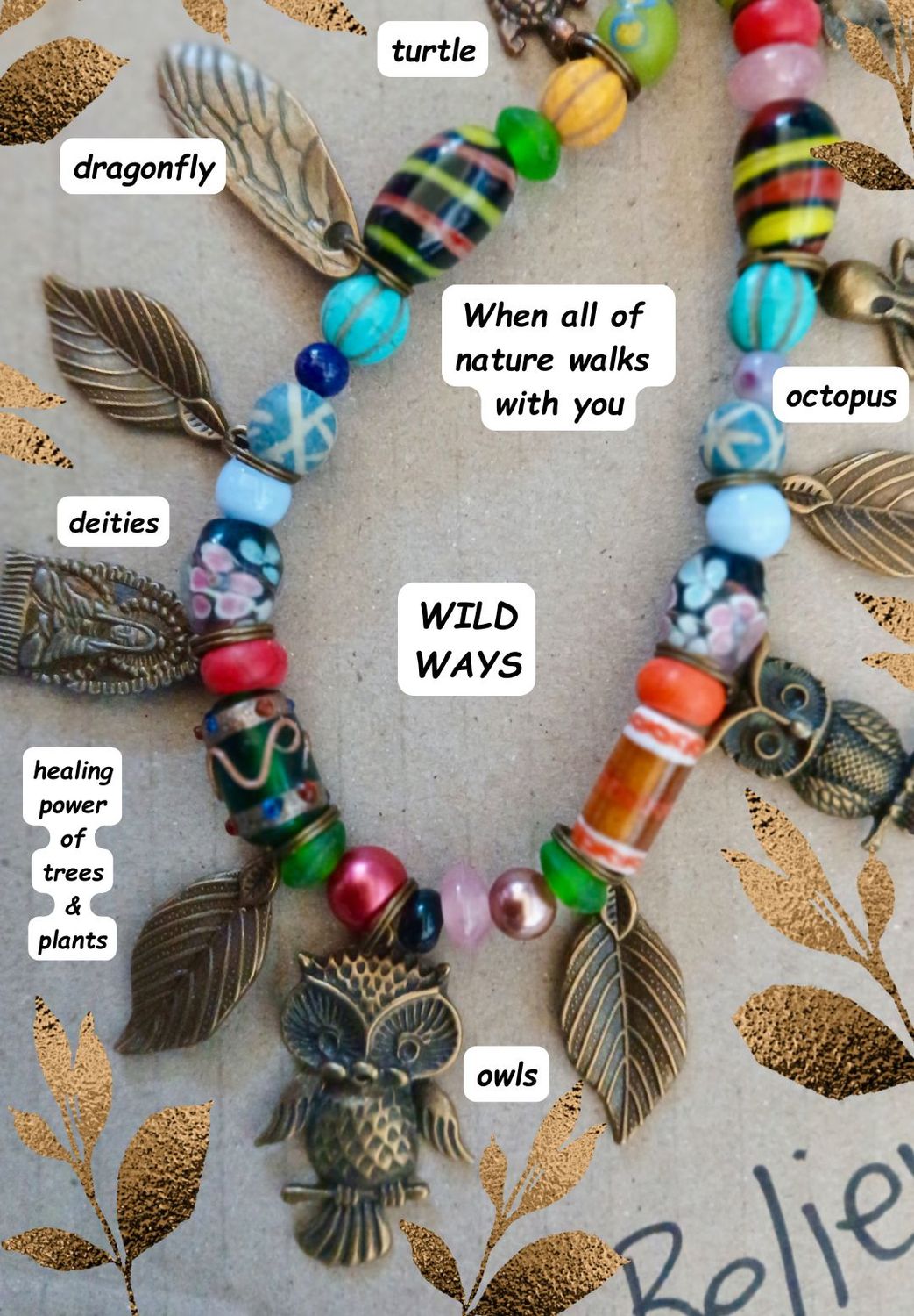 WILD WAYS, barefoot wanderer charm necklace - Connect with your TRUE self- NATURE-elementals