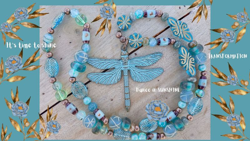 Reduced from $134 Dance in SUNSHINE Dragonfly with vintage glass and resin beaded necklace- transformation. It's time to SHINE.- celebrate- be beautiful YOU Reduced from $134 Dance in SUNSHINE Dragonfly with vintage glass and resin beaded necklace- transformation. It's time to SHINE.- celebrate- be beautiful YOU