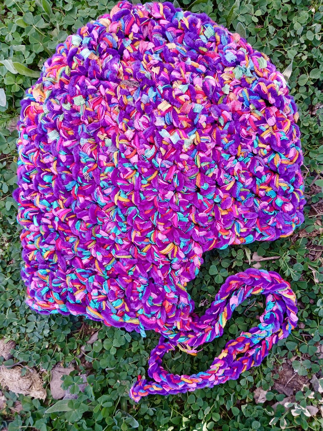 Purple Rainbow Queen Crochet Love Beanie with ties