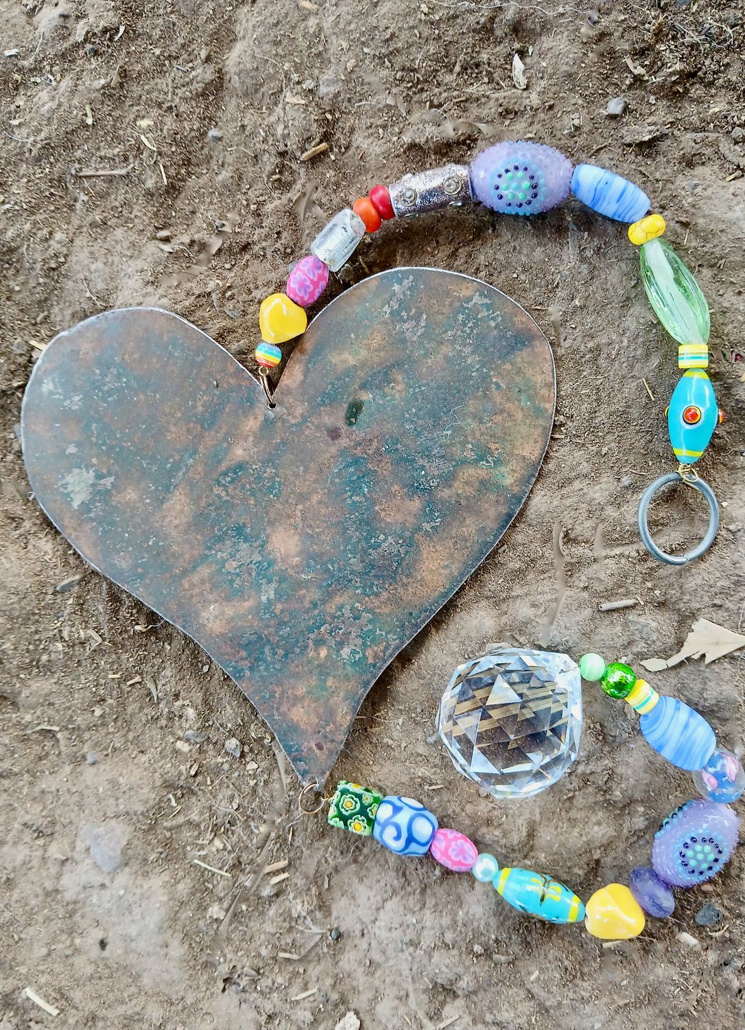 RAINBOW HEART of LOVE sun catcher with recycled metal heart - fill your life with rainbow sparkles