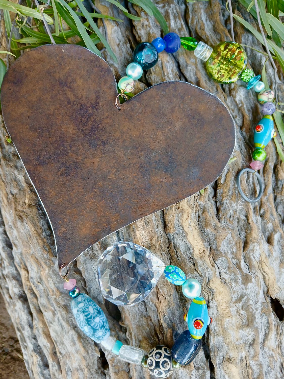 PIXIE SHENANIGANS LOVE sun catcher with recycled metal heart - fill your life with rainbow sparkles