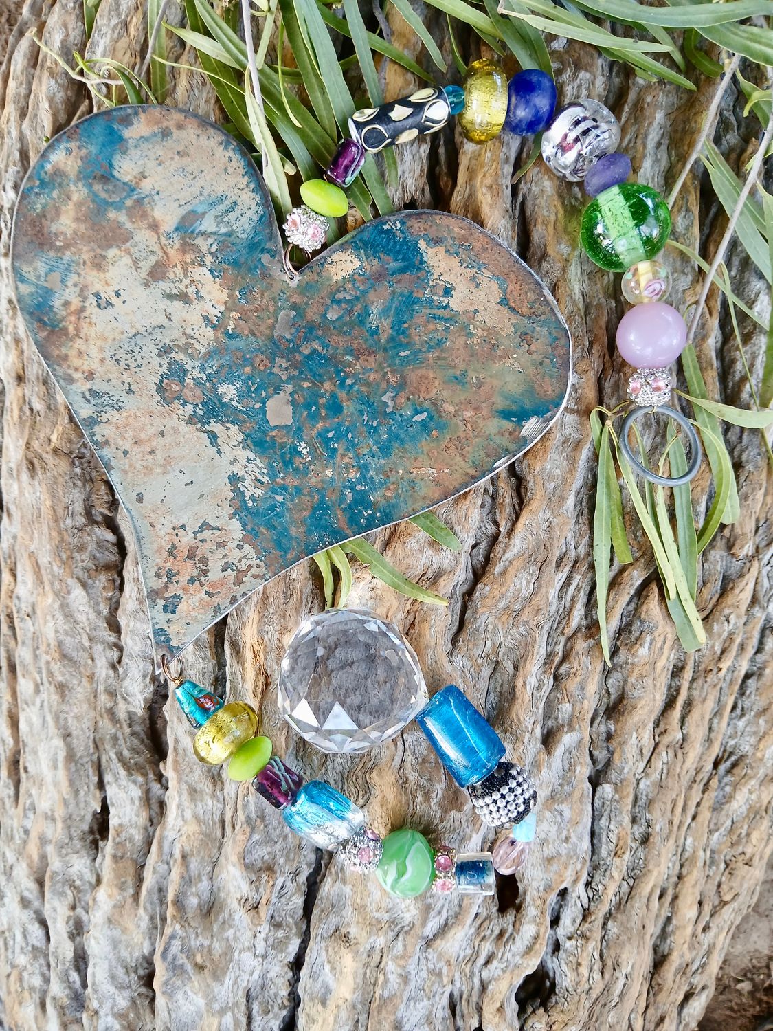 BEES KNEES LOVE sun catcher with recycled metal heart - fill your life with rainbow sparkles