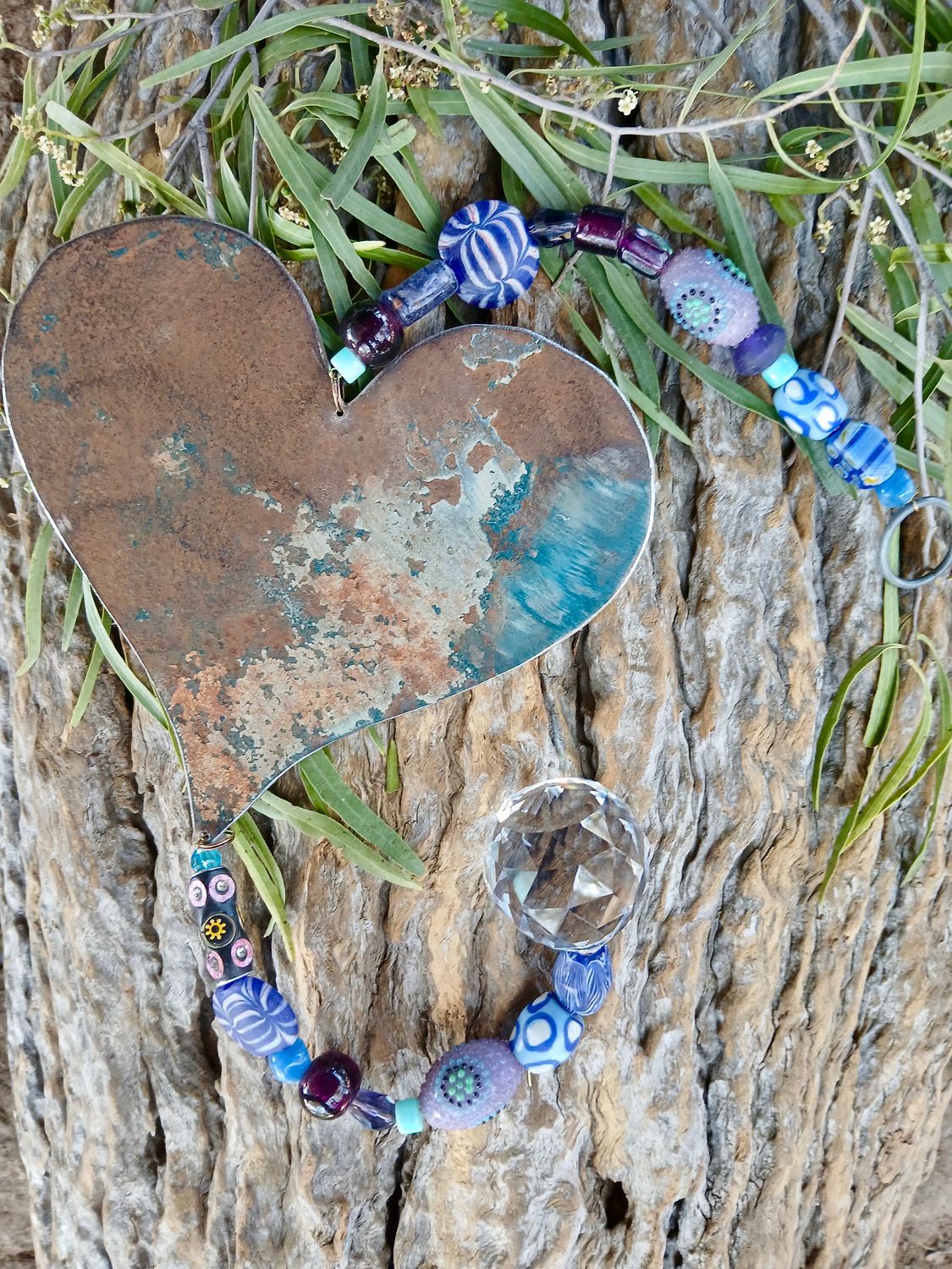 BLUE MOON LOVE sun catcher with recycled metal heart - fill your life with rainbow sparkles