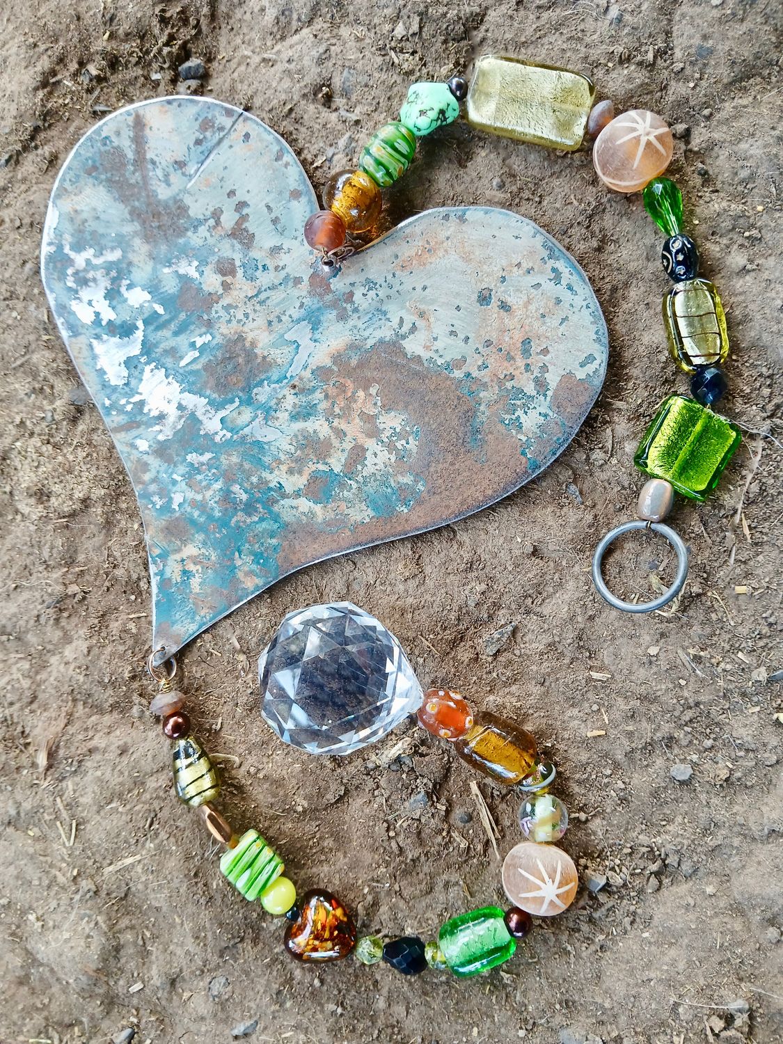 ANCIENT OAK Deep Roots LOVE sun catcher with recycled metal heart - fill your life with rainbow sparkles