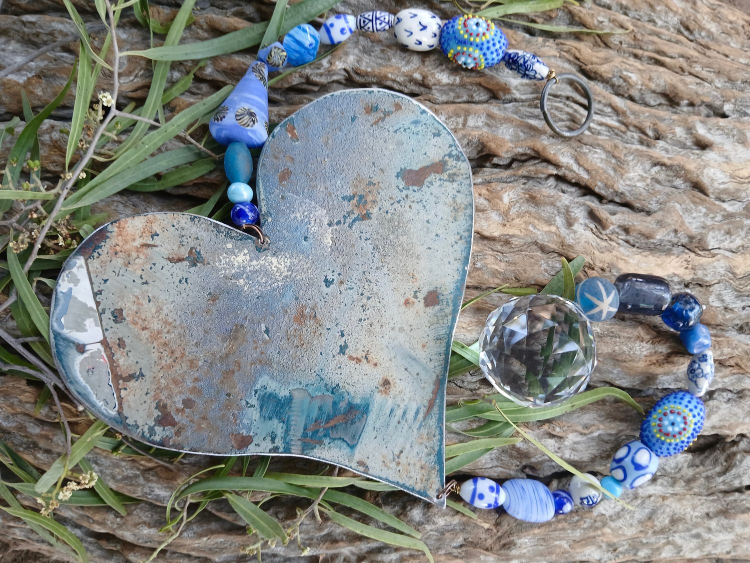WINGS of LOVE sun catcher with recycled metal heart - fill your life with rainbow sparkles