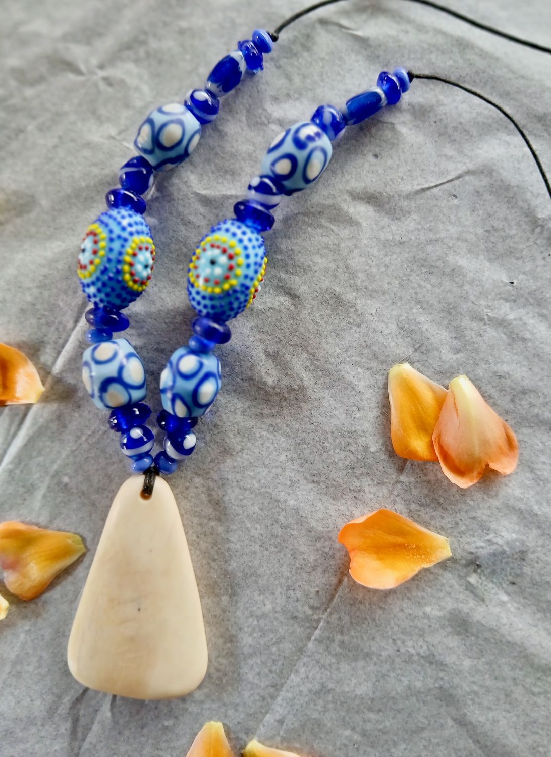 TEMPLE of LOVE power amulet with vintage beads and carved Camel Bone- Return of the SACRED- Honouring ourselves - Weaving our Magic