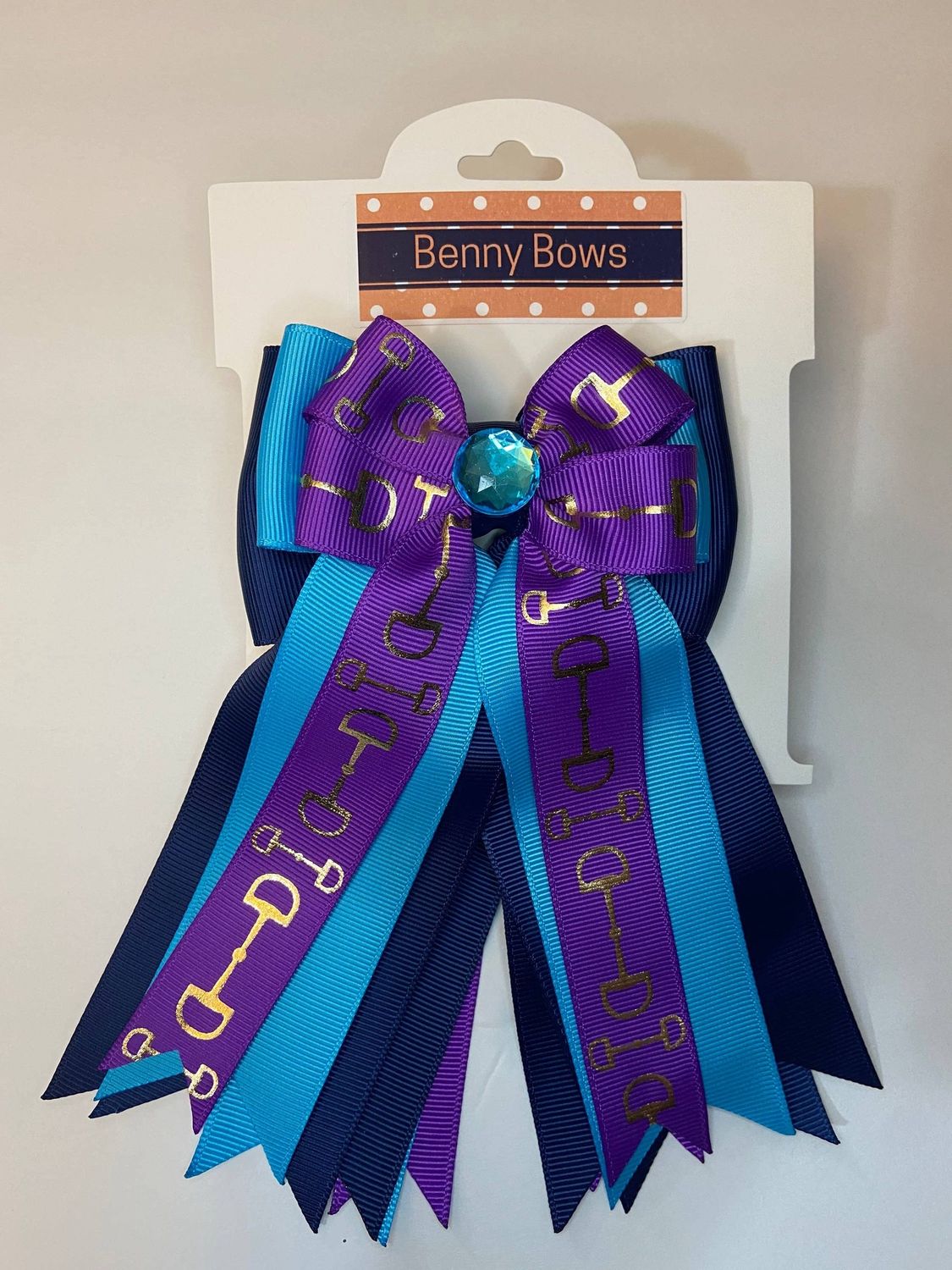 Benny Bows Purple Bits on Turquoise &amp; Navy
