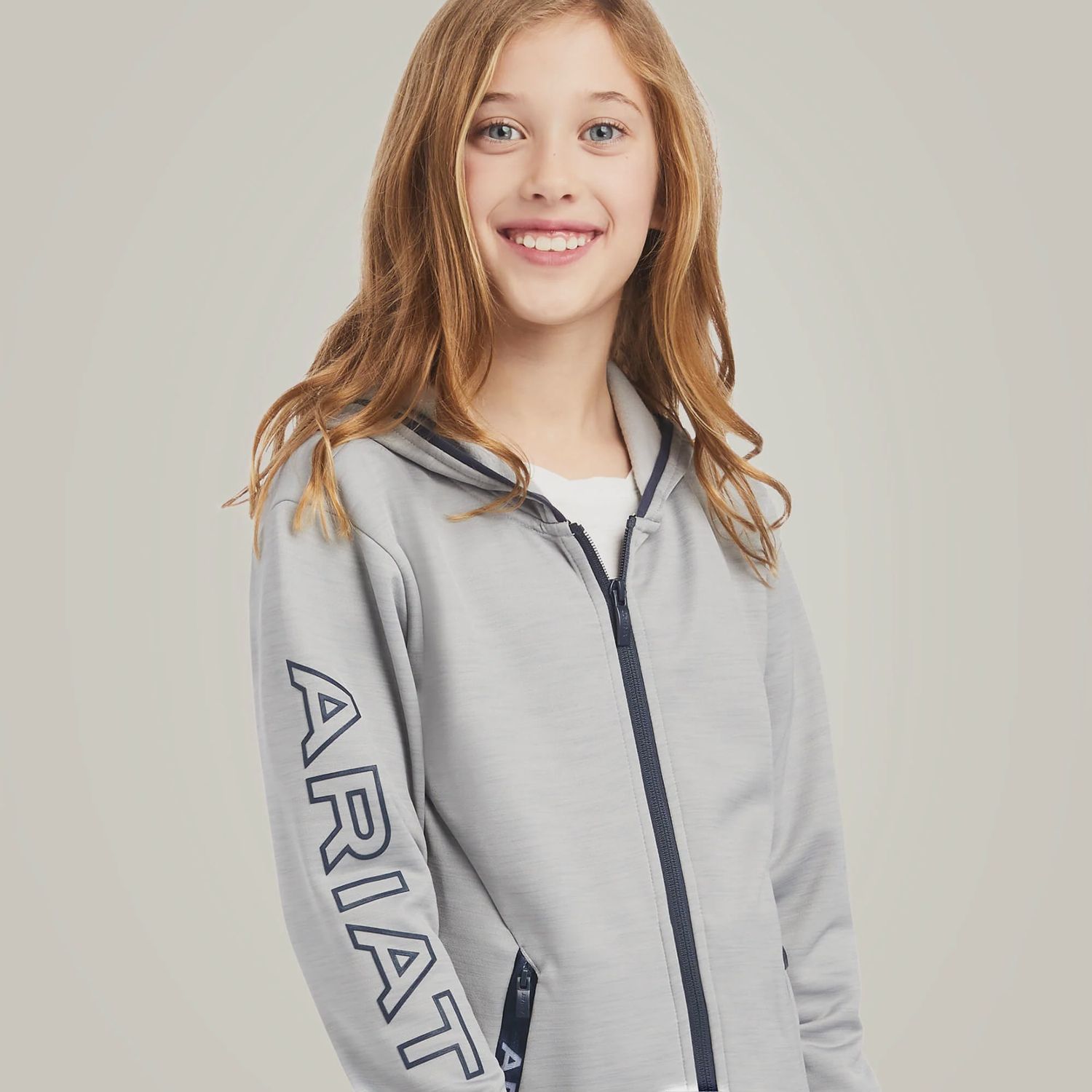 Ariat Youth Byron Full Zip Hoodie, Color: Grey, Size: XS