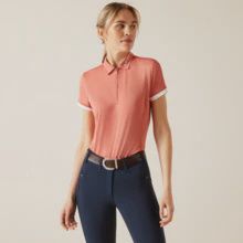 WMS Bandera 1/4 Zip SS Polo by Ariat, Color: Faded Rose, Size: XS