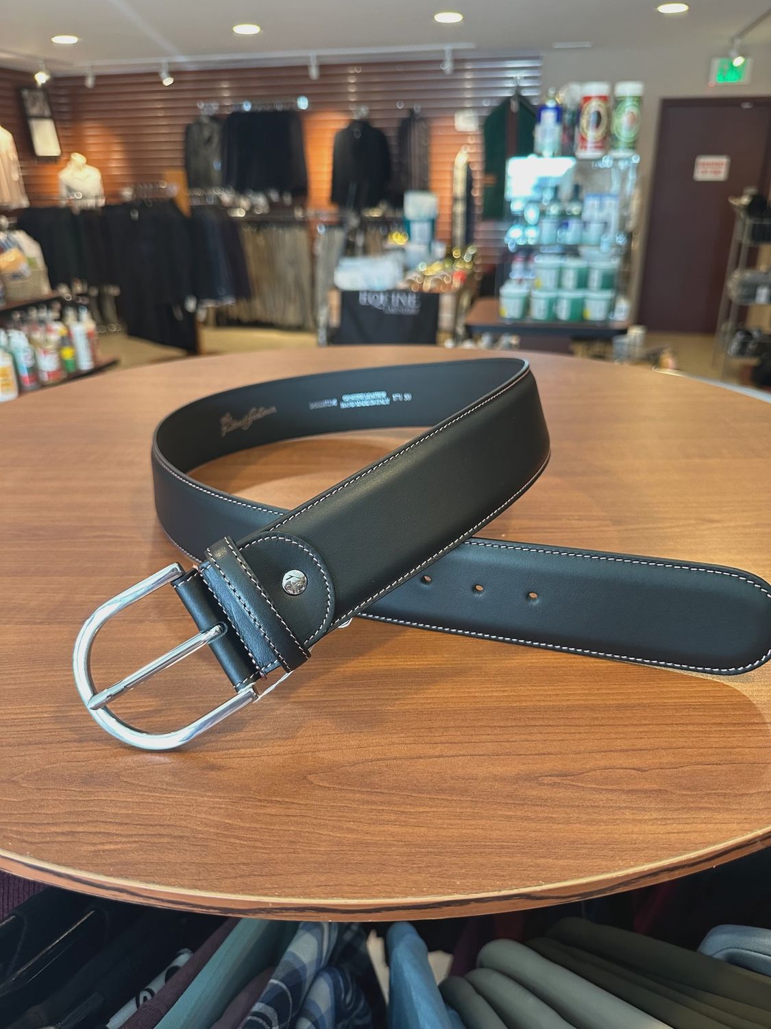 Tailored Sportsman In Contrast Leather Belts, Color: Black/Pink/Silver, Size: Medium