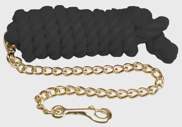 Cotton Lead with 20" Brass Plated Chain, Color: Black