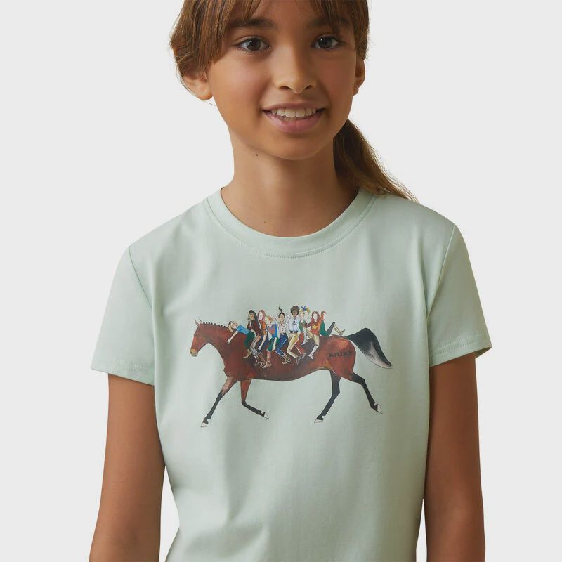 Youth Harmony SS Tee by Ariat, Color: L, Size: Aqua Foam