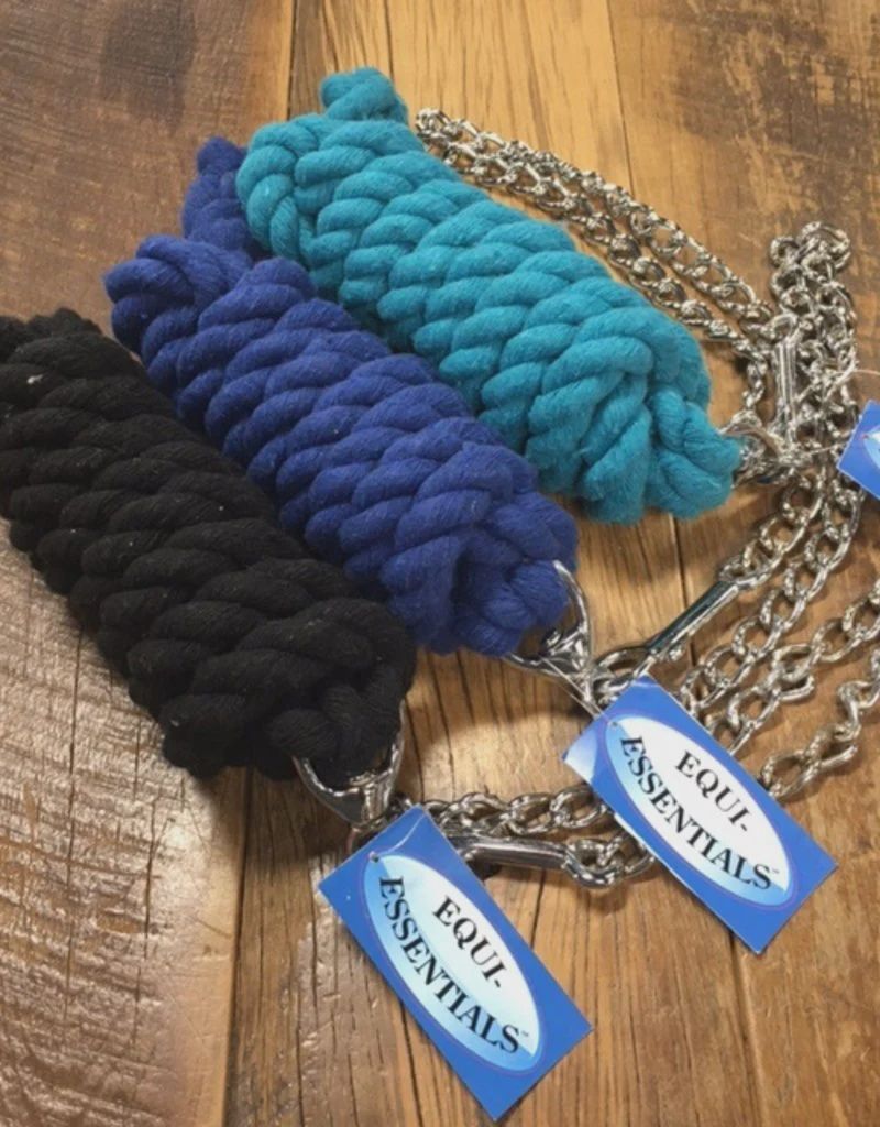 8' Cotton Lead Rope with Chain by Equi Essentials, Color: Black