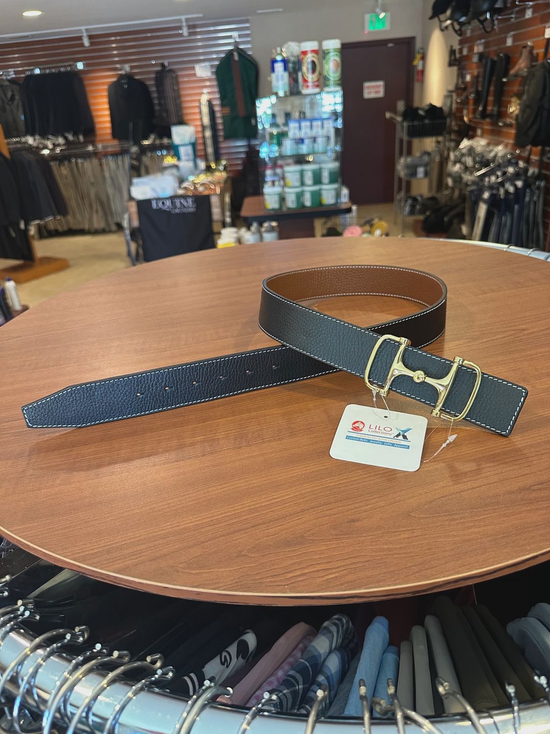 Daroca Reversible Belt, Size: 100-cm-1, Style: Black/Chesnut with Bit Buckle