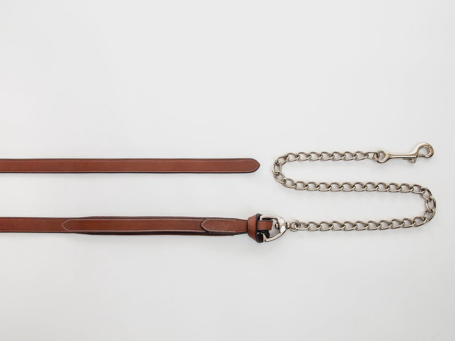 Premium Leather Lead Line with chain by Arc De Triomphe, Color: Brown