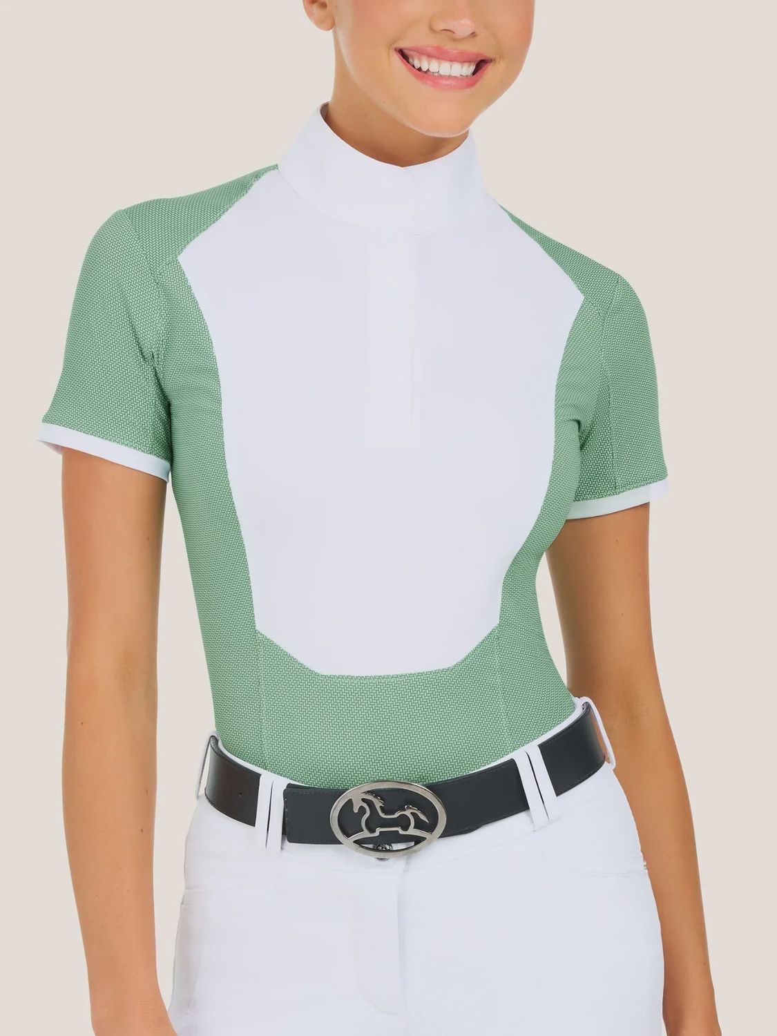 Tessa Show Shirt, Color: Green Petal Dots, Size: XXS