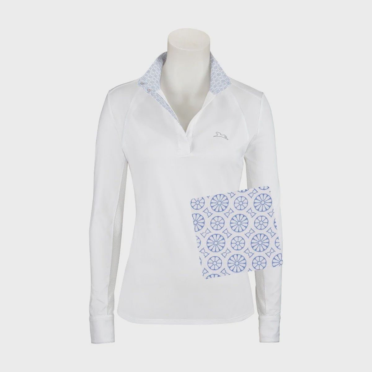 Maddie 37.5 Ladies LS Show Shirt, Color: Blue Medallion, Size: L