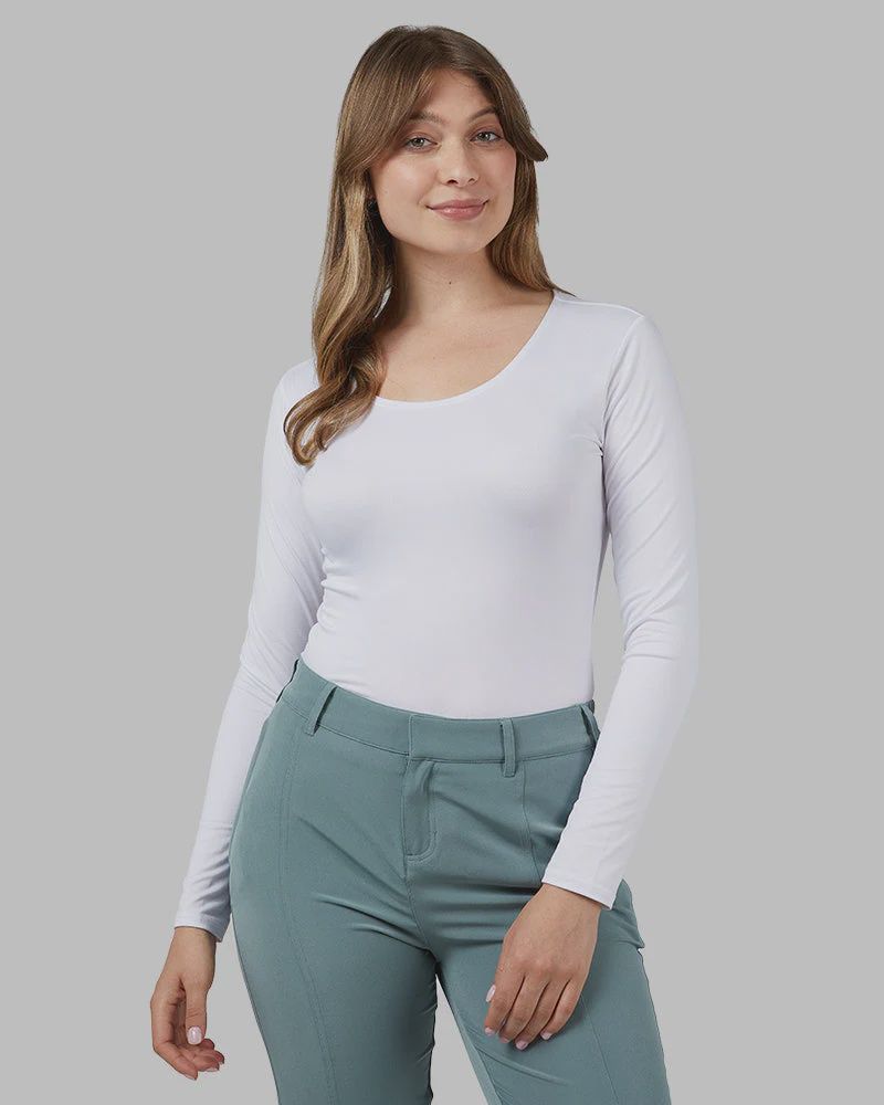 WMS Lightweight Baselayer Scoop Top, Color: White, Size: XS